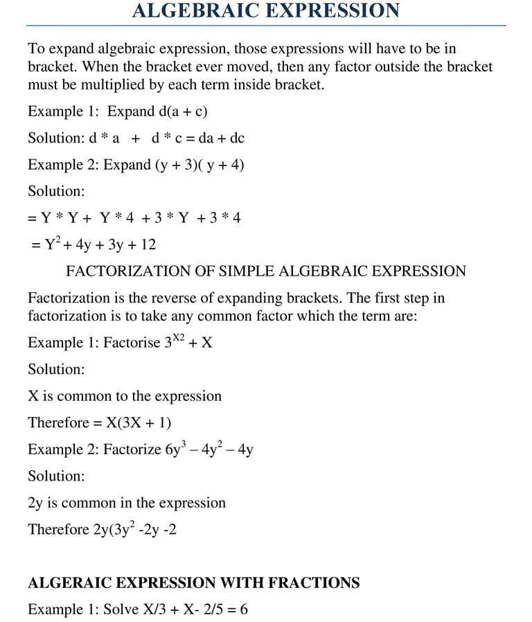 ALGEBRAIC EXPRESSION_1