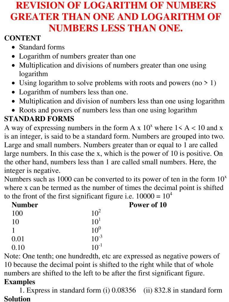 REVISION OF LOGARITHM OF NUMBERS GREATER THAN ONE AND LOGARITHM OF NUMBERS LESS THAN ONE_01