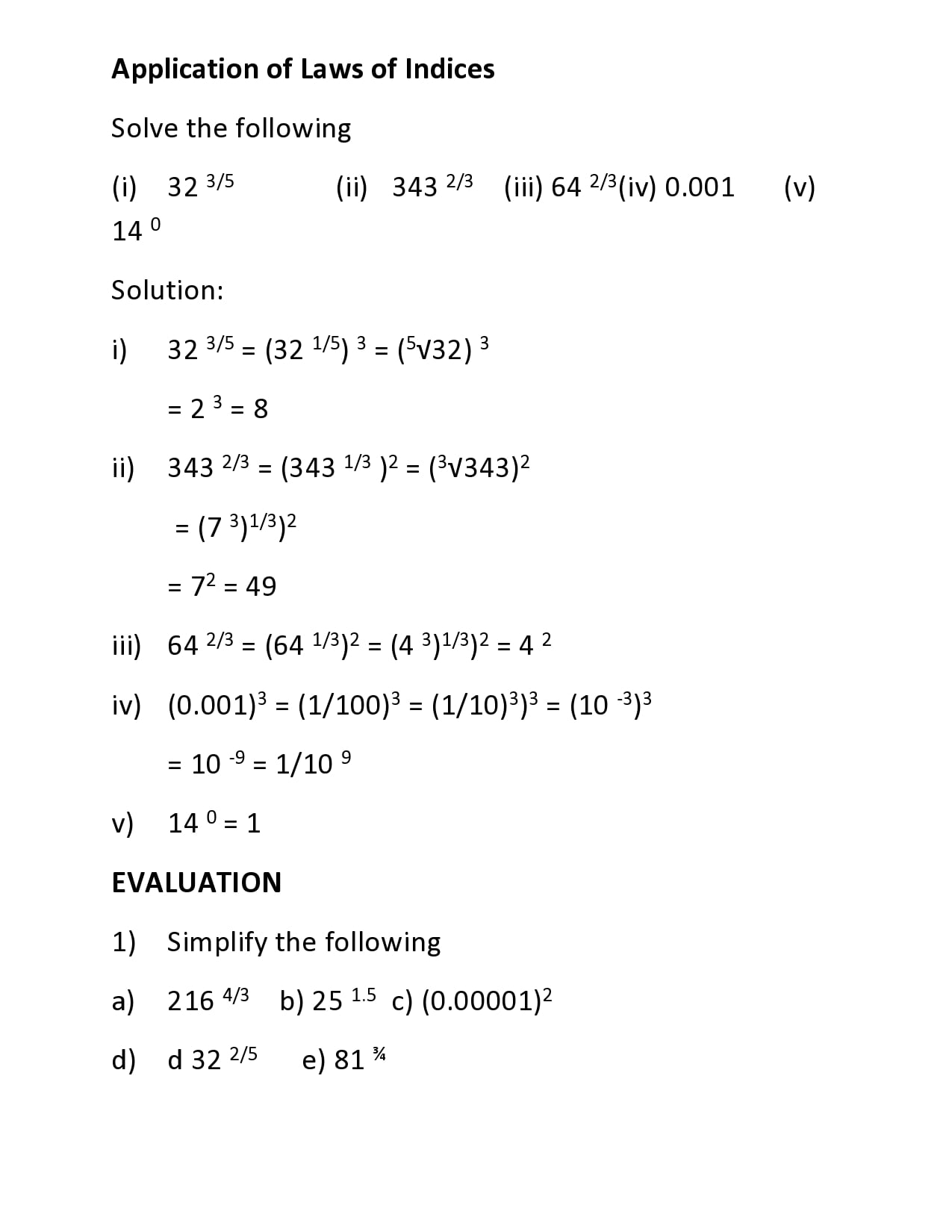 BASIC CONCEPT & APPLICATION OF LAWS OF INDICES